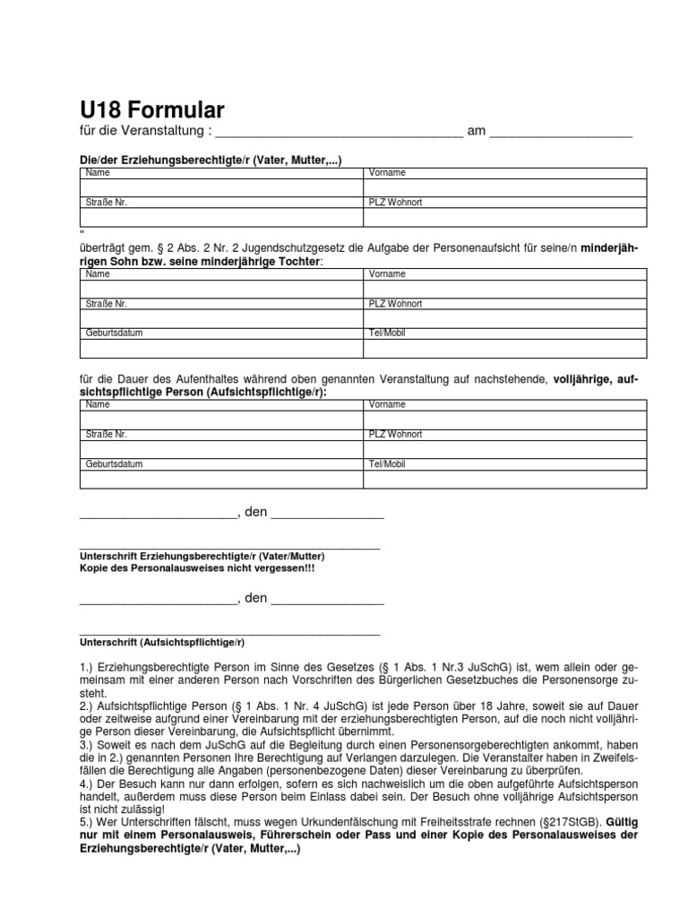 U18 Formular Allgemein | Muttizettel Bayern für Jugendliche unter 18 ...