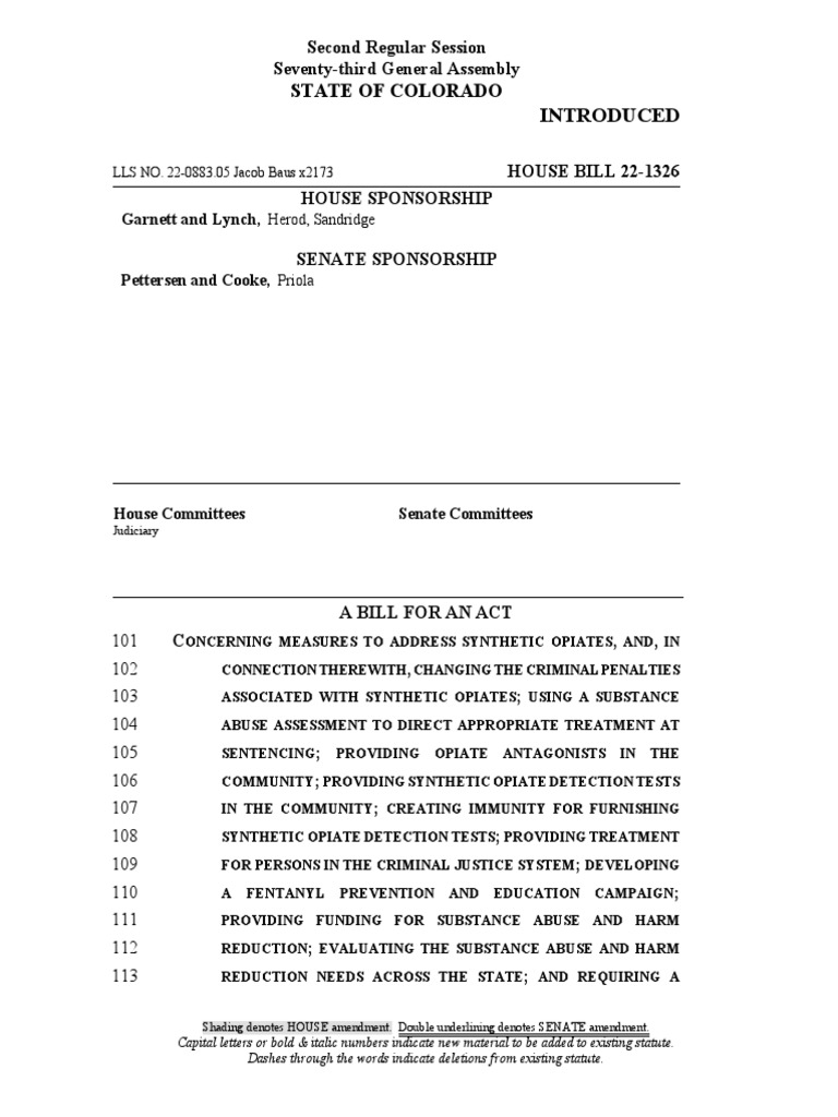 Colorado Bill on Synthetic Opiates | PDF | Addiction | Opioid Use Disorder