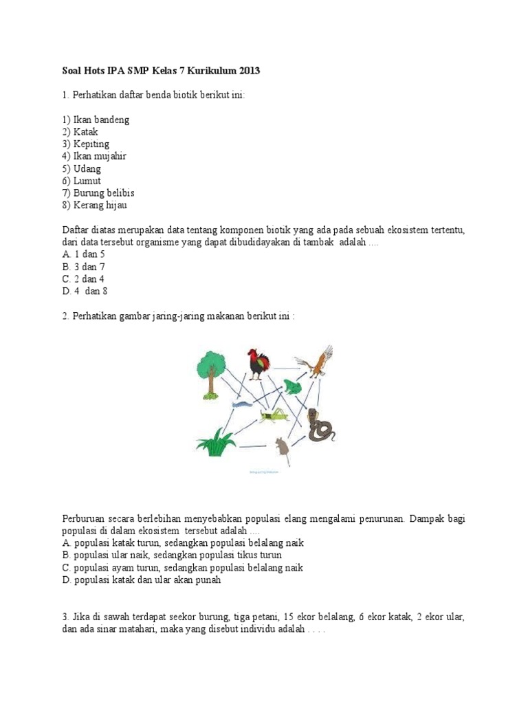 Soal Hots Ipa Smp Kelas 7 Kurikulum 2013 Pdf