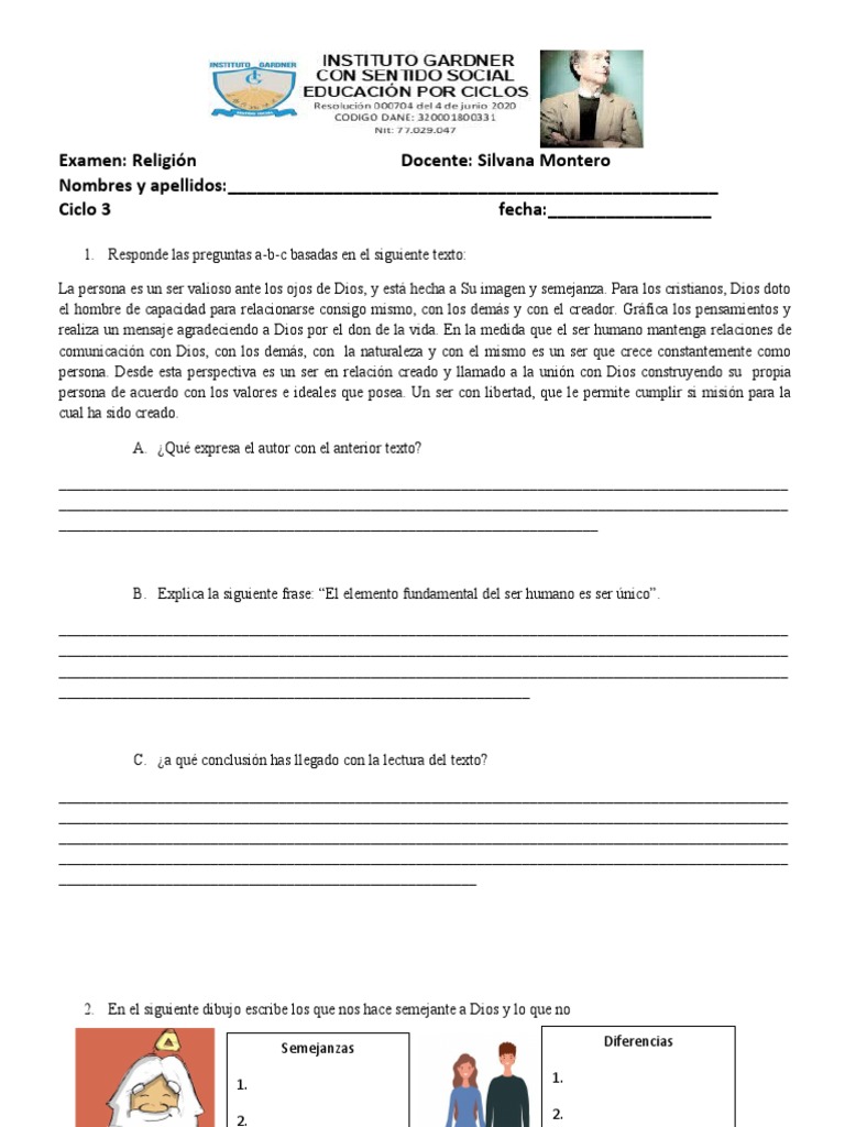 Examen de Religión: Ser Único en Dios | PDF | Dios