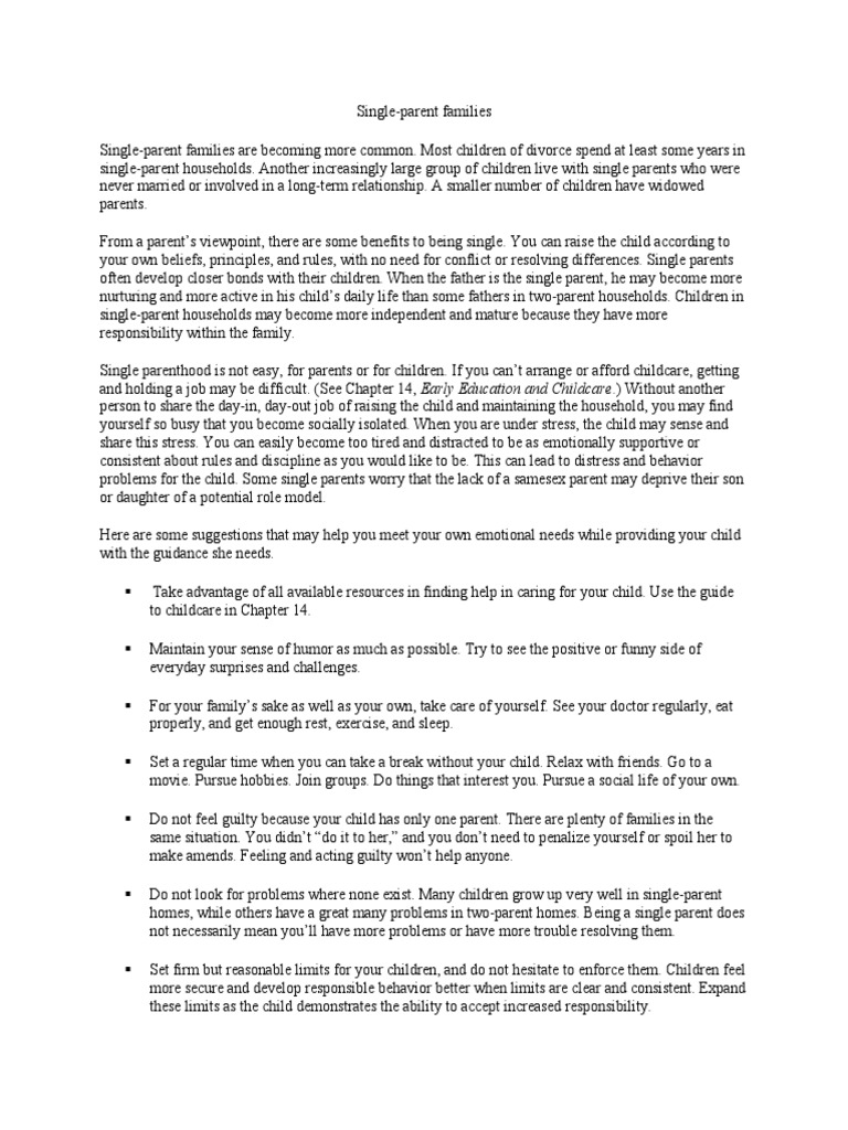 Single-Parent Families | PDF | Single Parent | Child Care