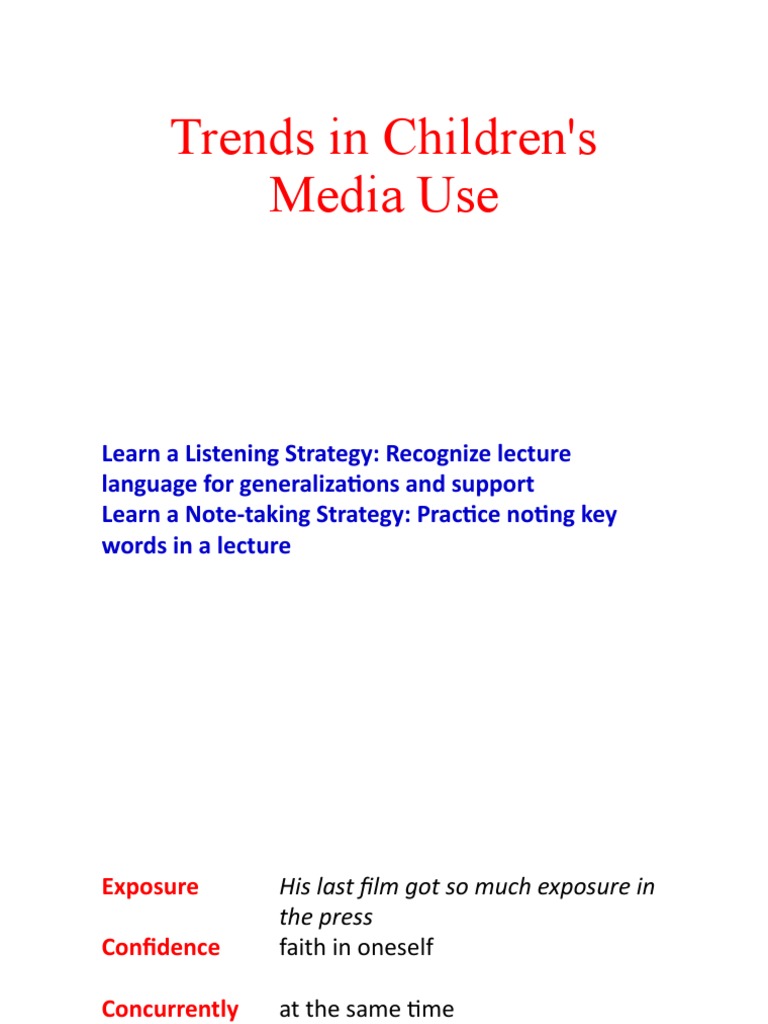 Children's Media Use and Learning Strategies | PDF | Mass Media | Lecture