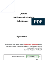 Recalls Well Control Principles Definitions