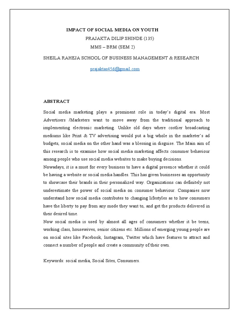 Impact of Social Media on Youth Behavior | PDF | Social Media | Popular ...