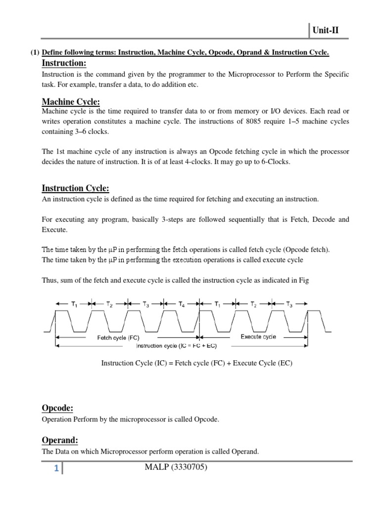 Instruction Cycle and Timing Diagrams | PDF | Central Processing Unit ...