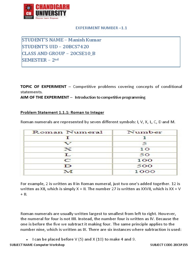 Roman to Integer and Programming Challenges | PDF | Numbers | String ...