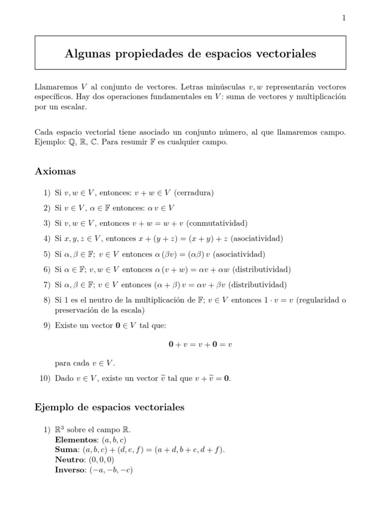 Lineal 1 | PDF | Espacio vectorial | Matriz (Matemáticas)