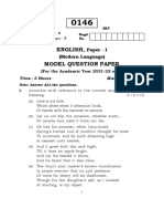 English, Model Question Paper: Paper - I (Modern Language)