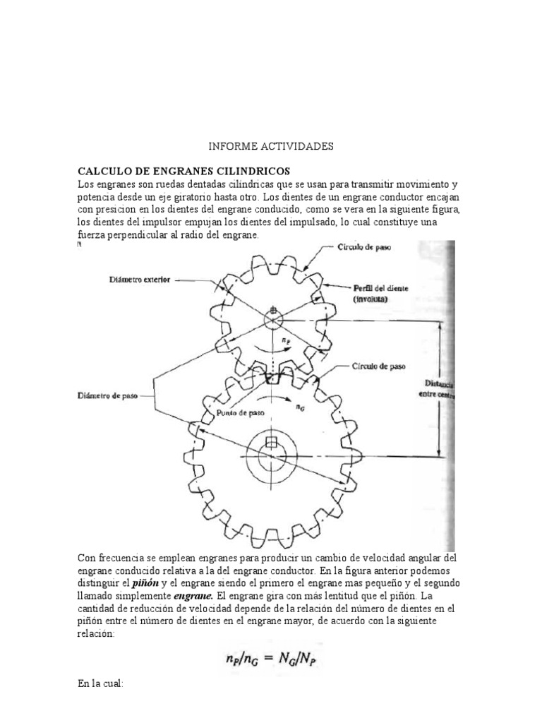 Calculo y Dibujo de Engranes PDF | Espacio