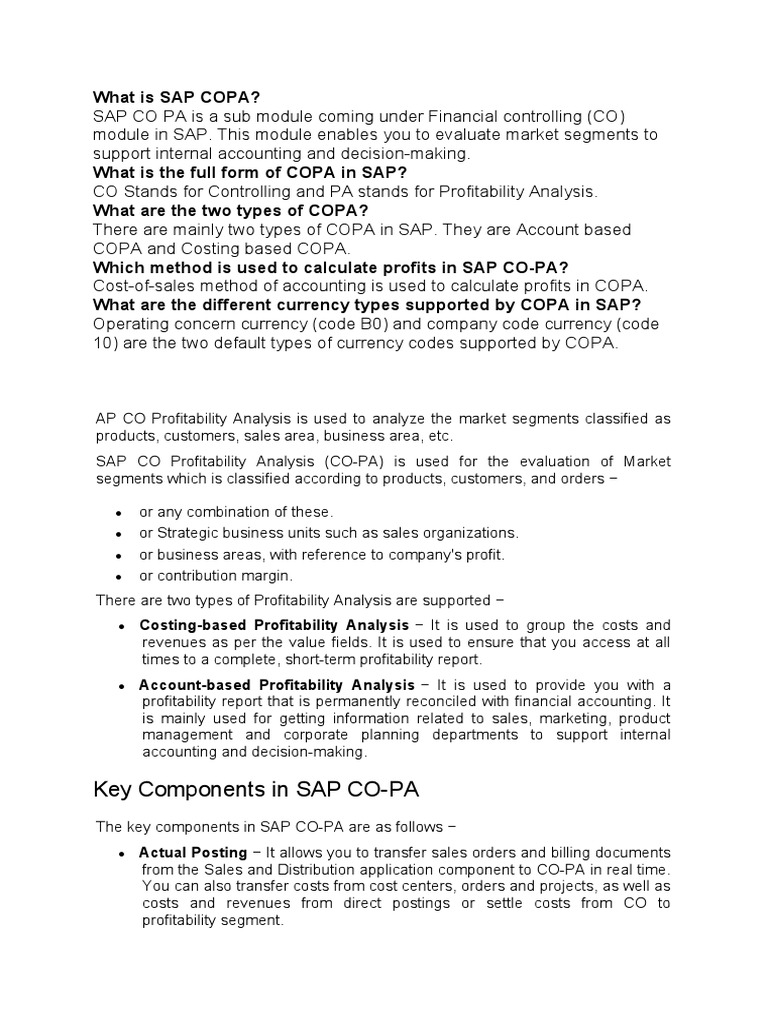 What Is SAP COPA PDF Data Function (Mathematics)