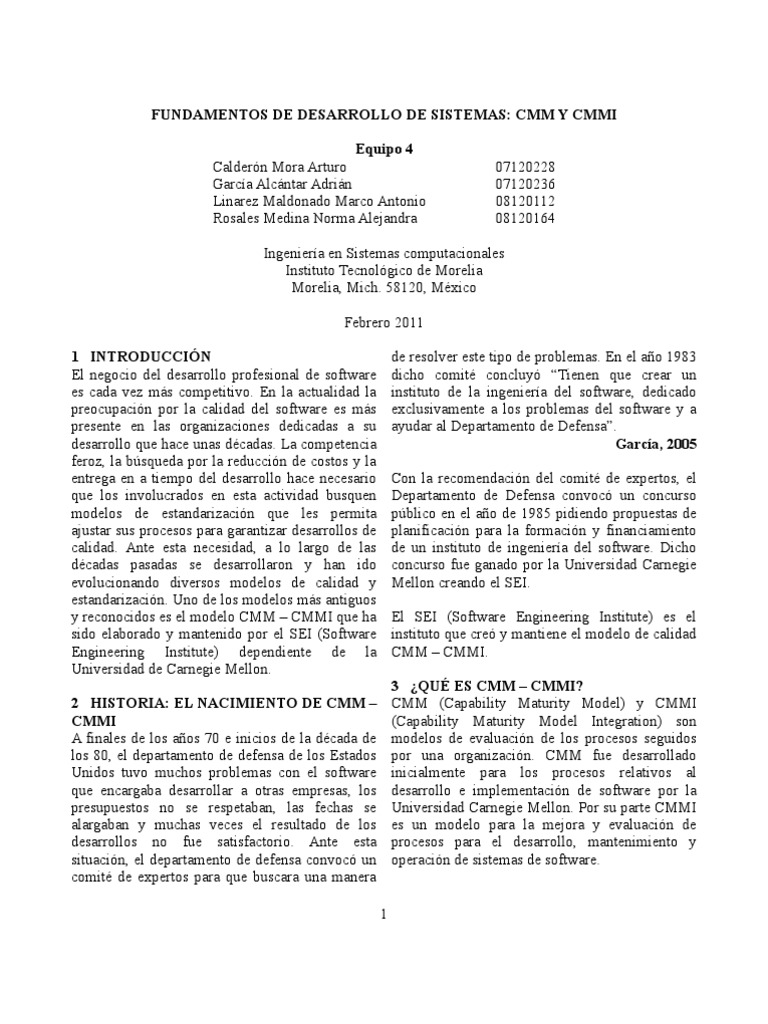 Fundamentos de CMM y CMMI en Software | PDF | Software | Ingeniería de ...