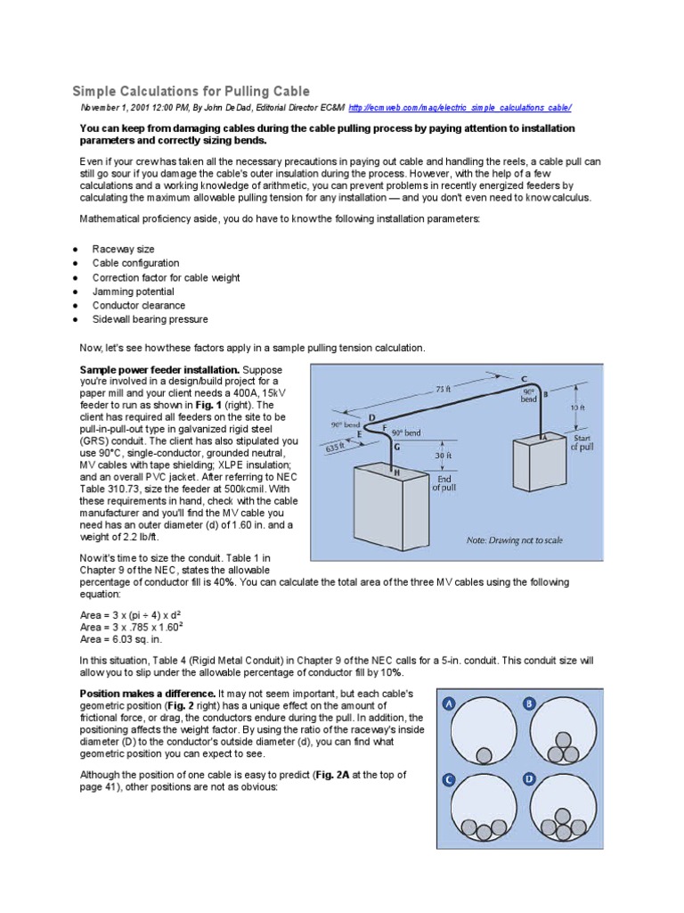 Simple Calculations For Pulling Cable PDF