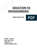 Introduction To Programming: Practical File