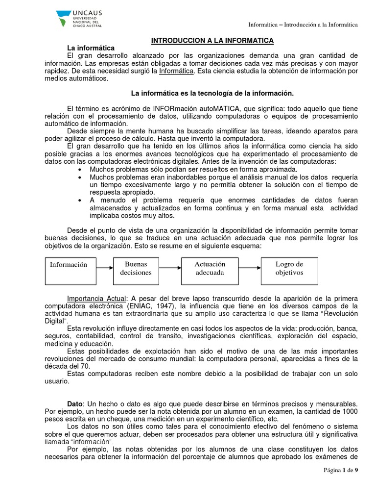 Informatica - Tema 1 - Introduccion A La Informatica | PDF ...