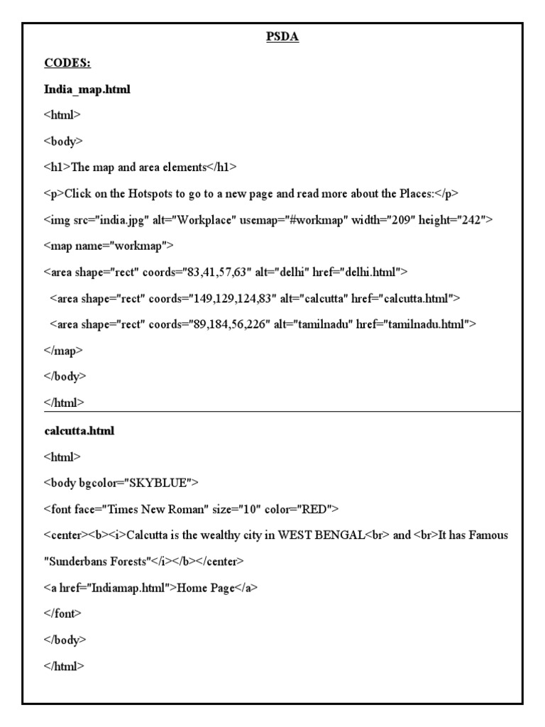 Psda Codes: India - Map - HTML | PDF