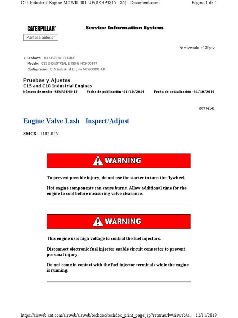 C15 T&A Engine Valve Lash Inspect Adjust PDF Mechanical Engineering Vehicle Parts