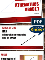 Grade 7 Geometry - Kinds of Lines, Angles, and Angle Relationships