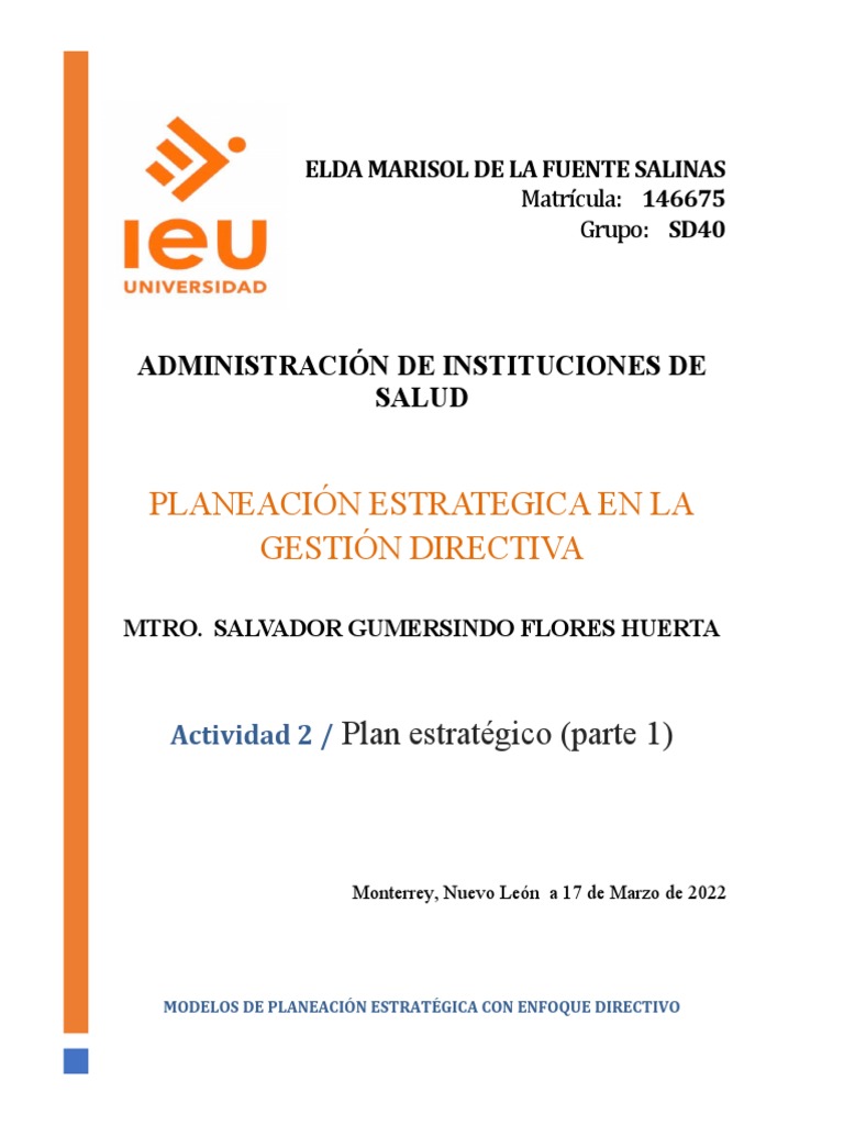 Actividad 2 Plan Estratégico (Parte 1) | PDF