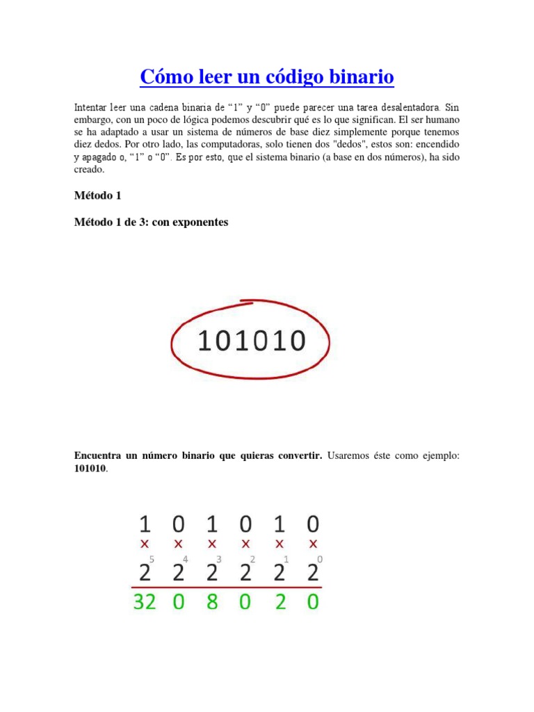 Cómo Leer Un Código Binario | PDF | Codificaciones | Informática