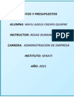 Segunda Entrega Costos y Presupuesto