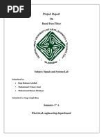 Project Report On Band Pass Filter: Subject: Signals and Systems Lab