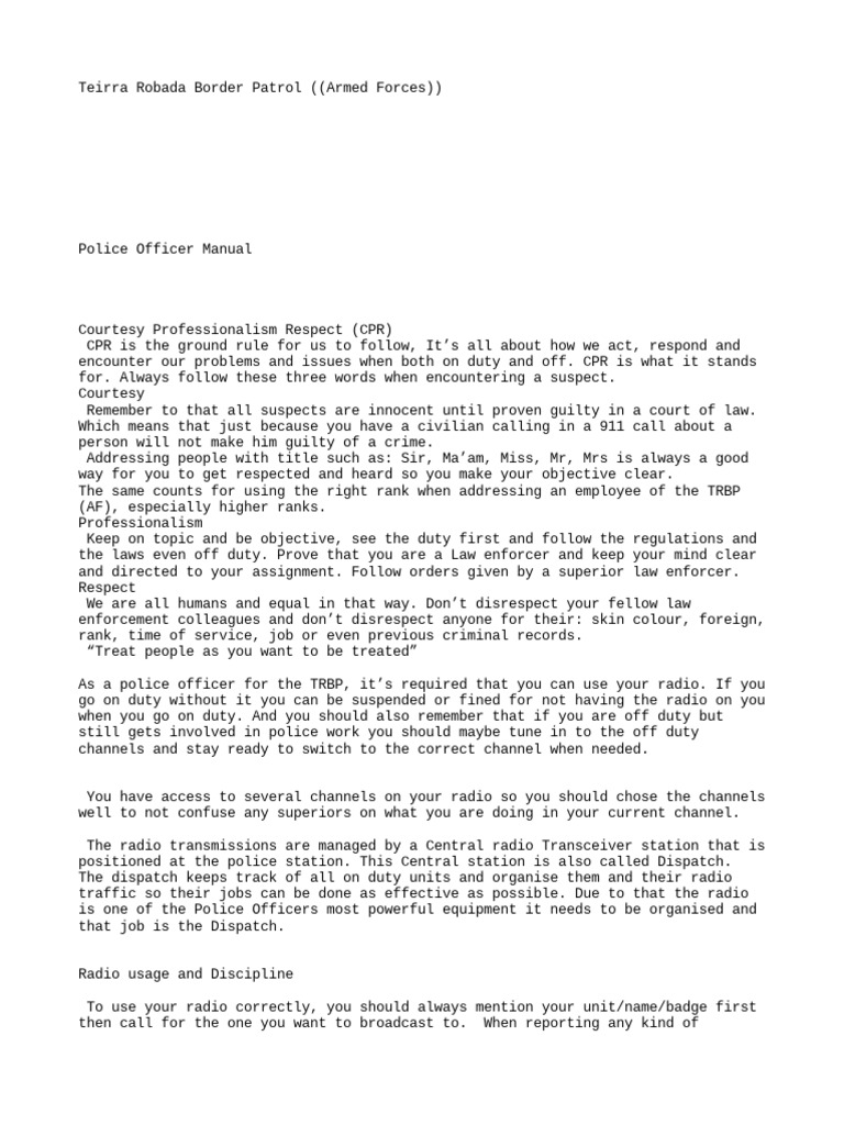 Police Officer Manual Wip | Download Free PDF | Swat | Use Of Force
