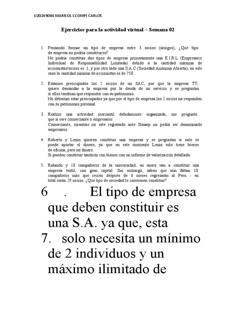 (ACV-S02) Ejercicios 01 - ECV | PDF | Negocios | Derecho