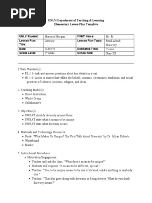 literacy lesson plan- reflection
