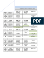 Online class timetable for BCOM & BBA