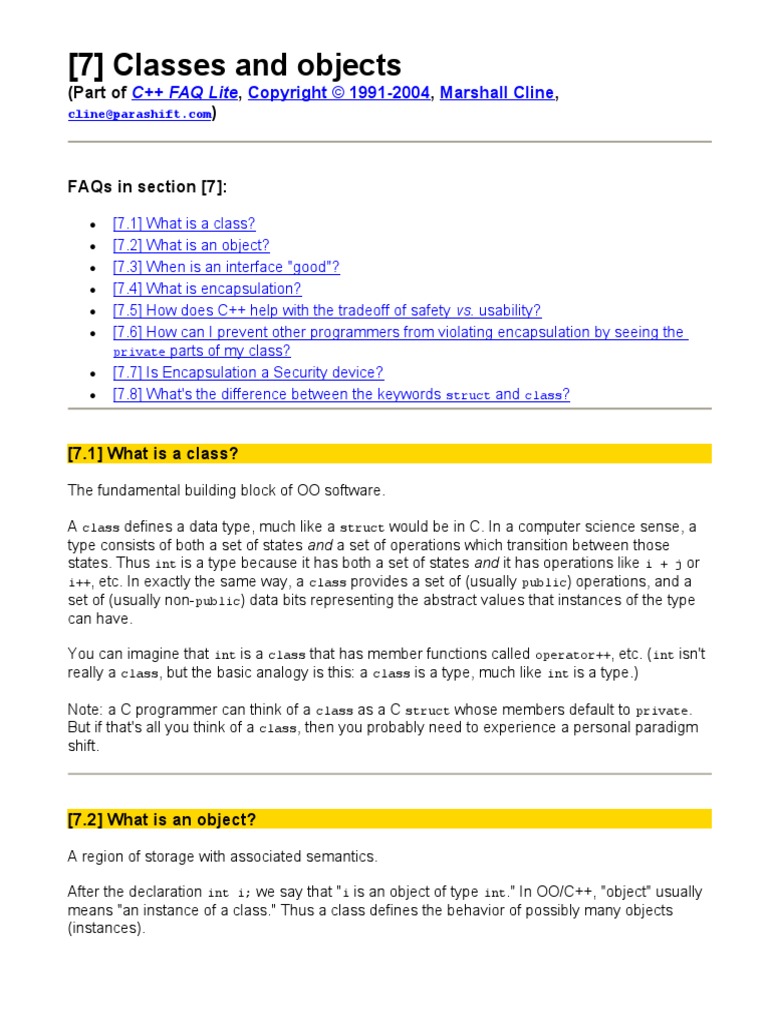 C Faq | PDF | Class (Computer Programming) | Programming