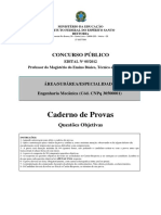 Processo seletivo para professor de engenharia mecânica