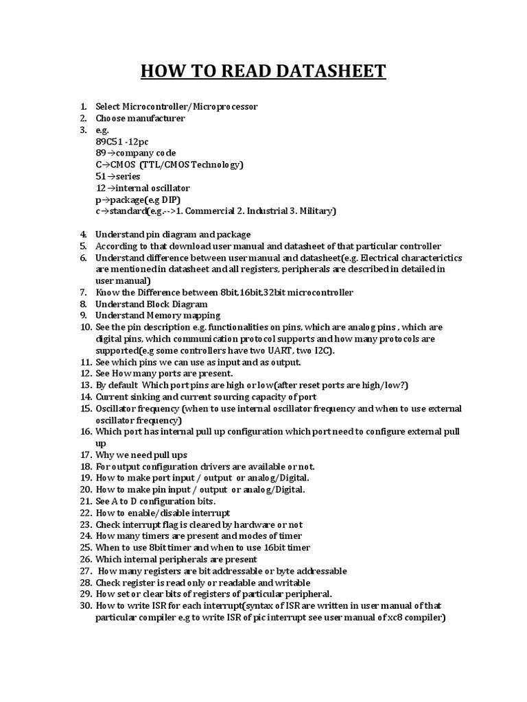 How To Read Datasheet & User Manual of Any Microcontroller PDF