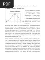 Properties of The Normal Distribution Curve, Skewness, and Kurtosis I. Properties of The Normal Distribution Curve