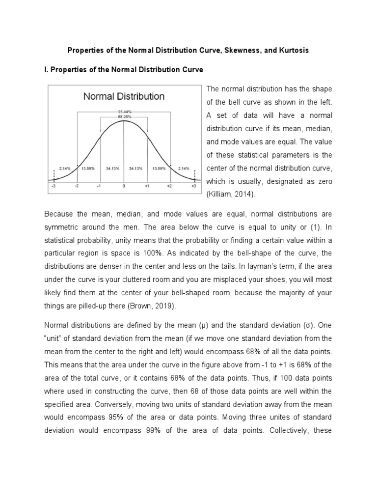 Properties of The Normal Distribution Curve, Skewness, and Kurtosis I ...