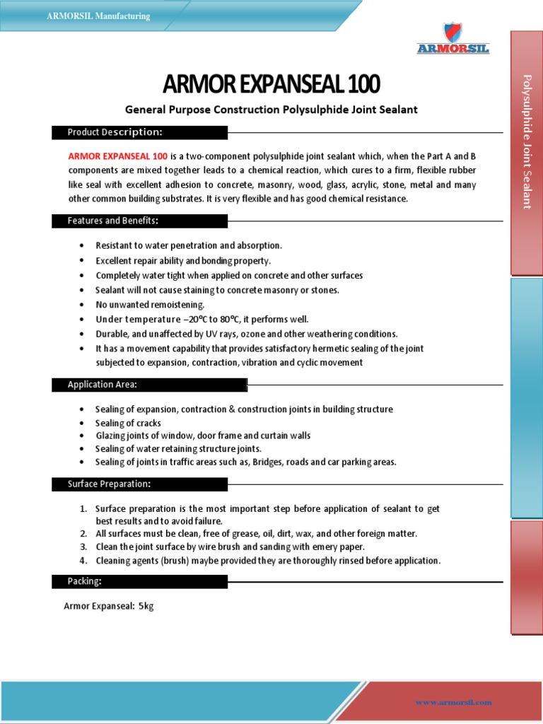 Armor Expanseal 100 General Purpose Construction Polysulphide Joint