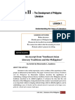 1 - Chapter Ii - Lesson 1 - Understanding The Value of Philippine Literature