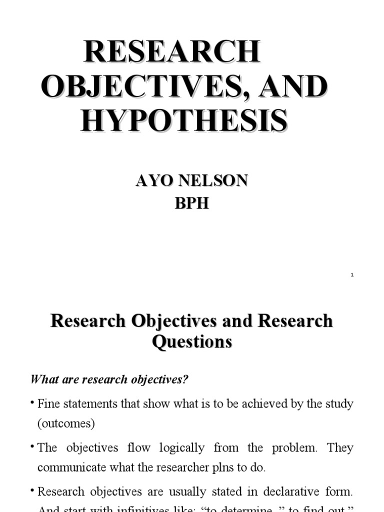 research objectives and hypothesis pdf