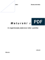 Maturski Rad: Iz Organizacije Prijevoza Robe I Putnika