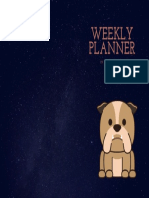 Weekly planner bulldog -blue stars