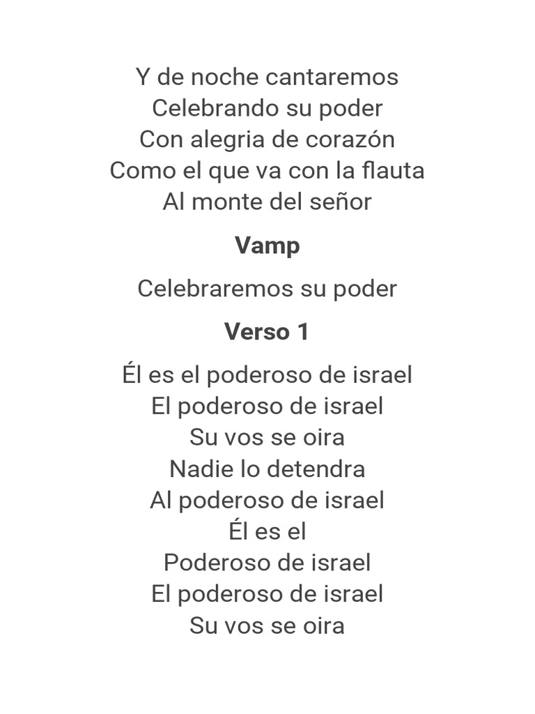 El Poderoso de Israel: Letra y Alabanza | PDF | Arte | Religión y ...