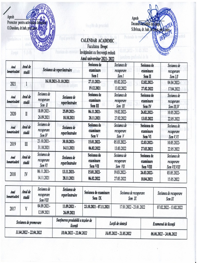 Calendarul Academic PDF