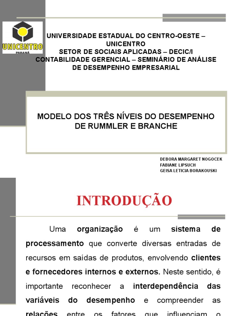 Modelo Dos Três Níveis Do Desempenho de Rummler e Branche | PDF | Business