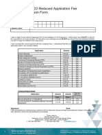 2022 Reduced Application Fee Claim Form: Membership No