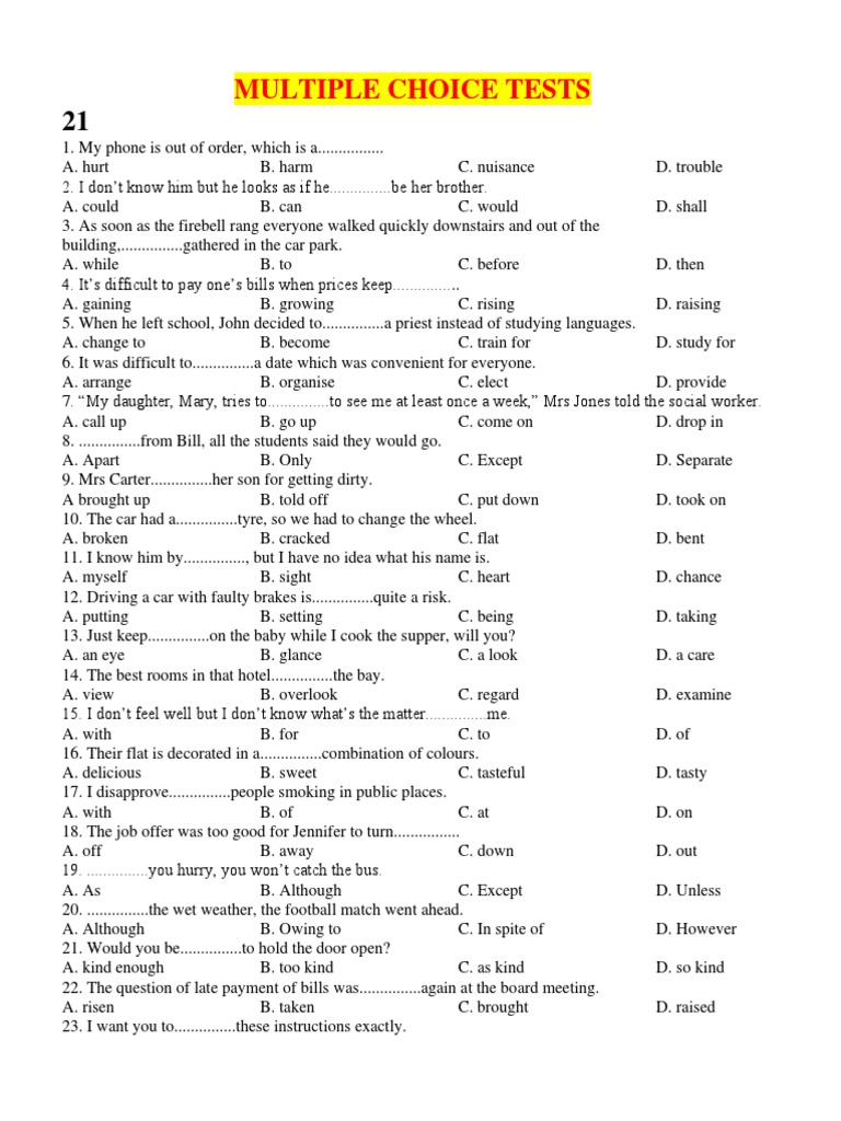 Analyzing Multiple Choice Questions on Grammar, Vocabulary Usage and ...
