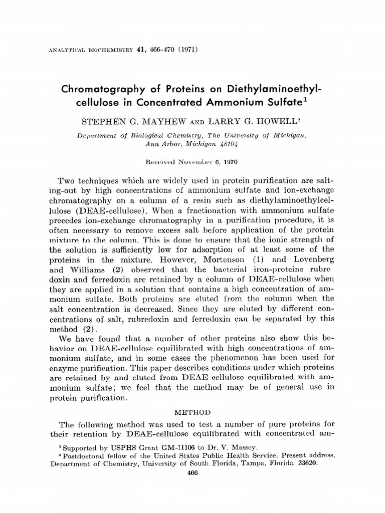 Chromatography of Proteins on Diethylaminoethylcellulose in Concentrated Ammonium Sulfate A