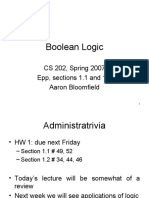 Boolean Logic: CS 202, Spring 2007 Epp, Sections 1.1 and 1.2 Aaron Bloomfield