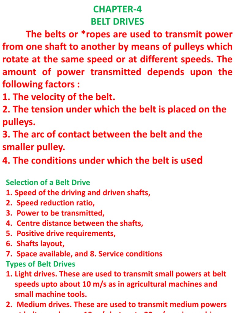 CHAPTER 4 Drives | PDF | Belt (Mechanical) | Mechanical Engineering