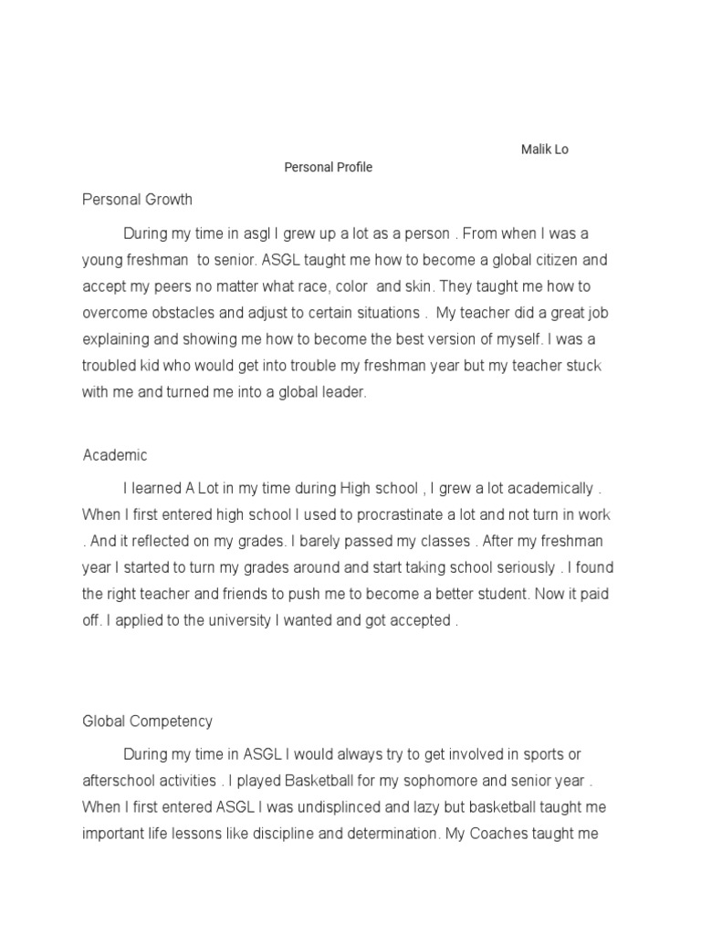 Personal Profile Personal | PDF