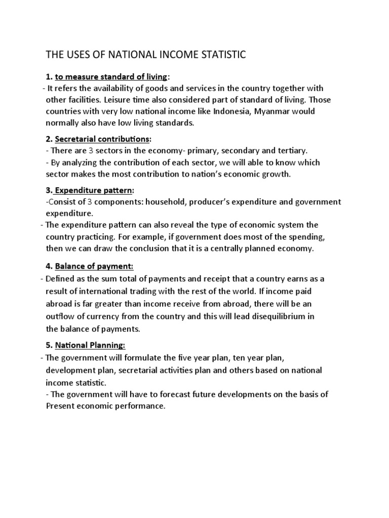 Uses of National Income Statistics | PDF