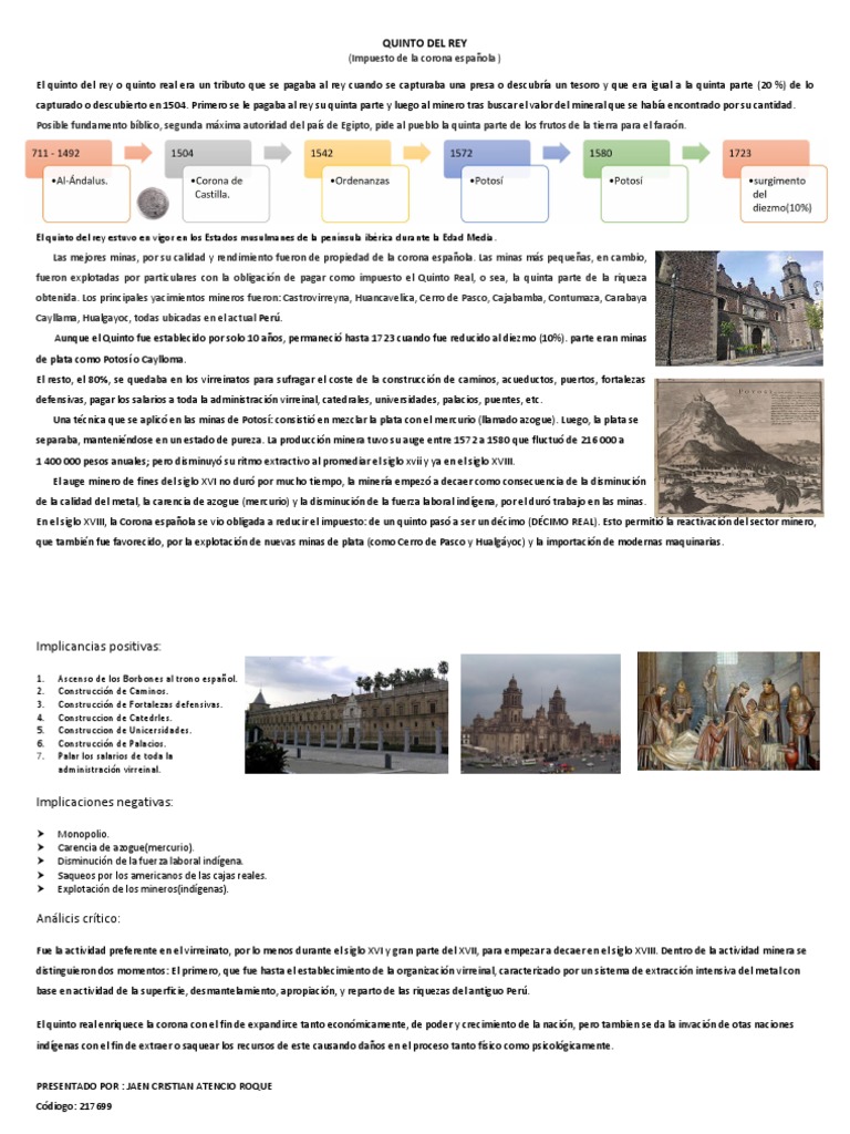 El Quinto Real: Impuesto Colonial | PDF | Minería | Economias
